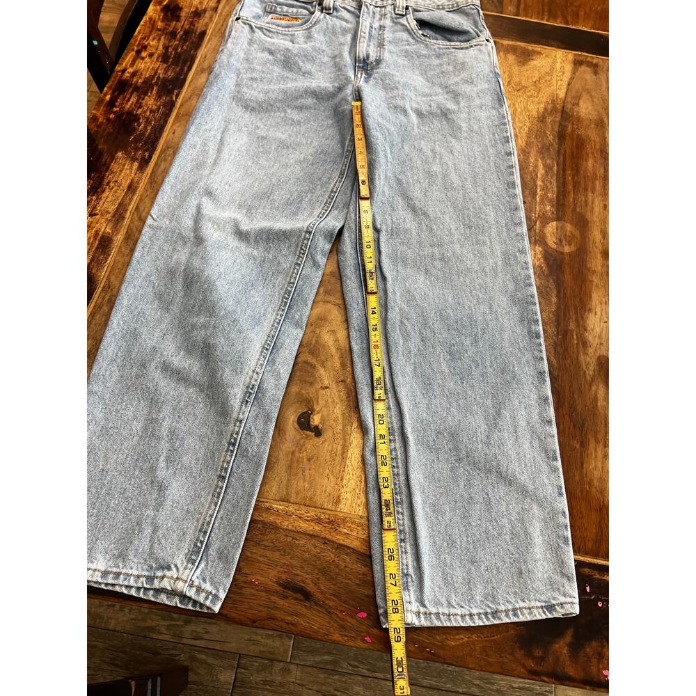 Empyre Jeans Size 32 Light Blue Denim Acid Wash Low-Rise Straight Leg Zip Fly - Picture 2 of 6